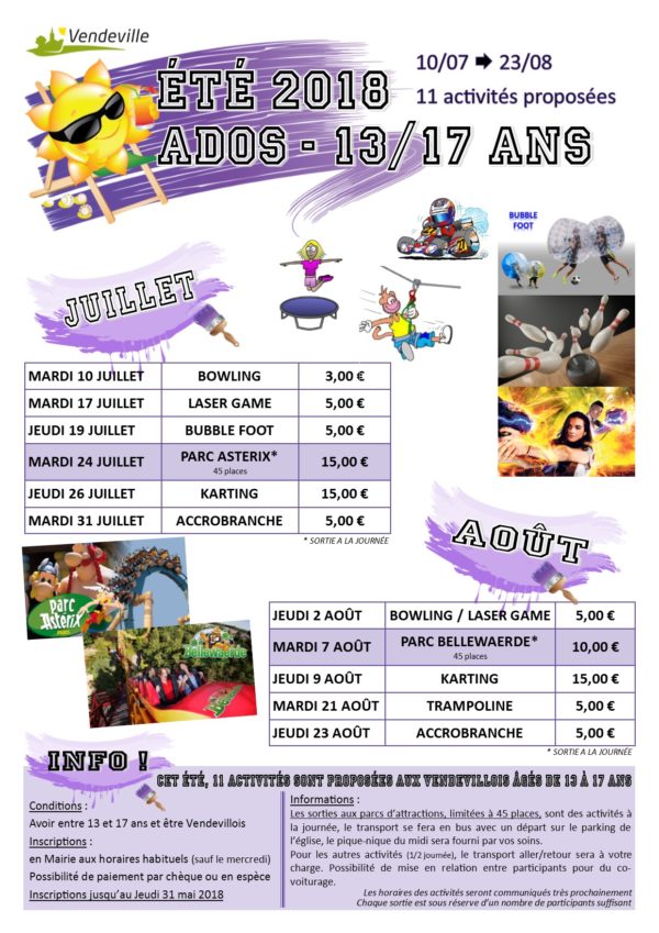 Été 2018 à Vendeville - Sorties ados 13/17 ans