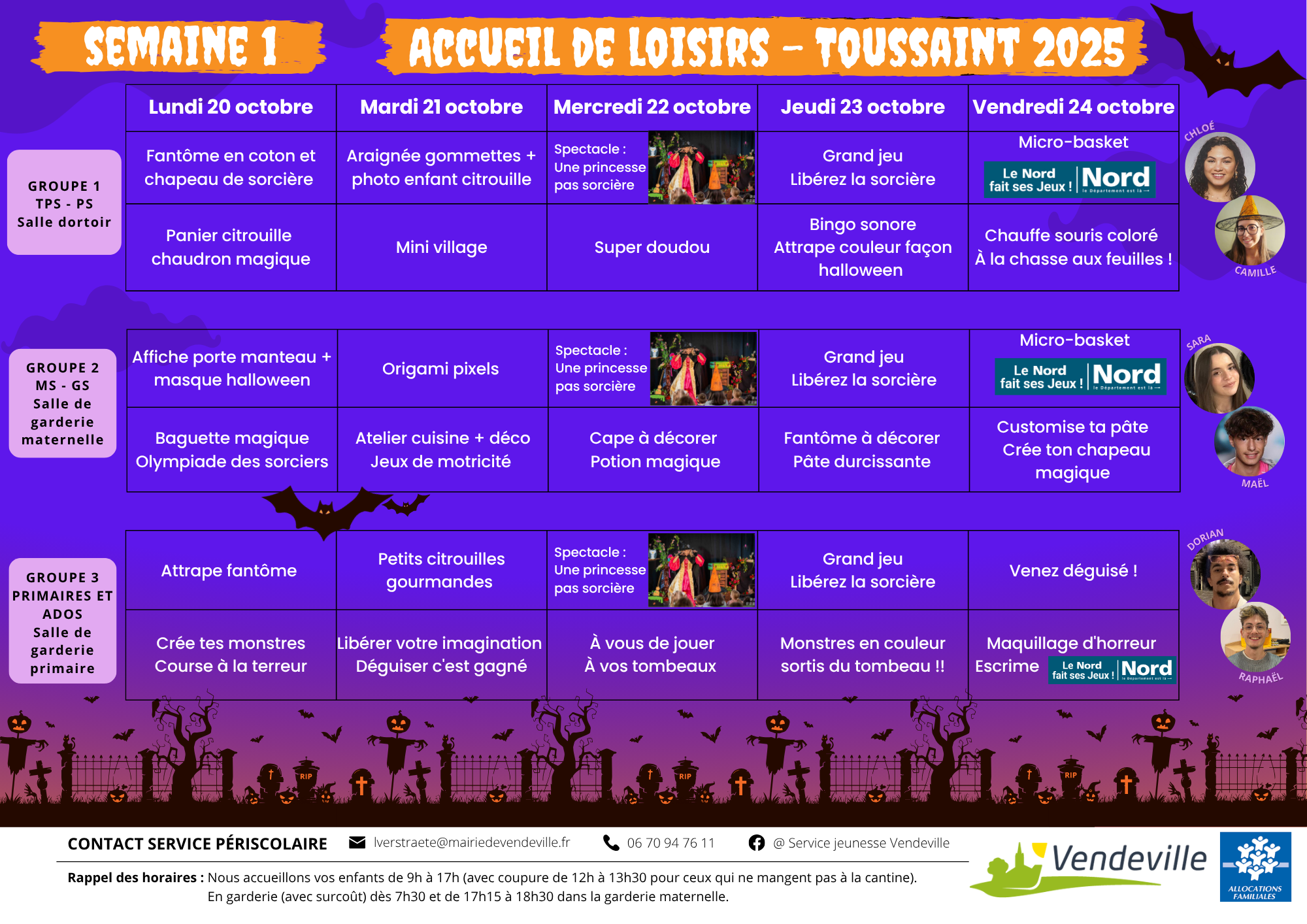 Programme des activités du 20 au 24 octobre 2025